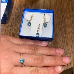 Emerald, Diamond and yellow Gold 14k set.